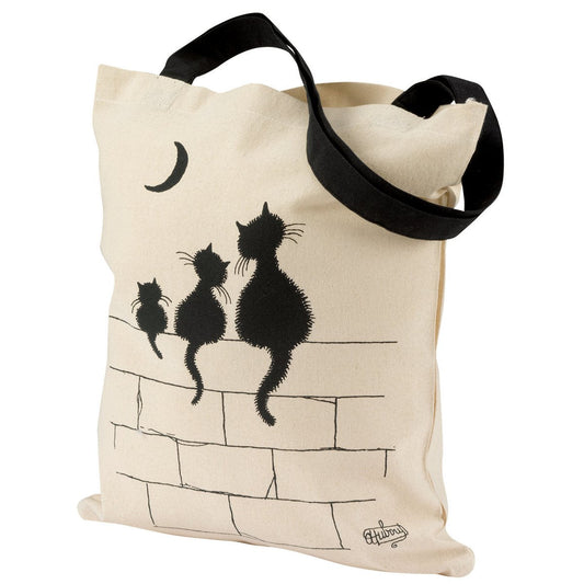 Katoenen tas : 3 katten op muurtje*