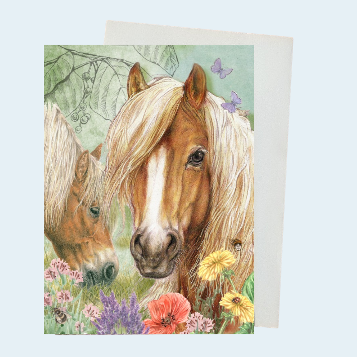 Klappkarte mit dem Thema „Schöne Pferde“