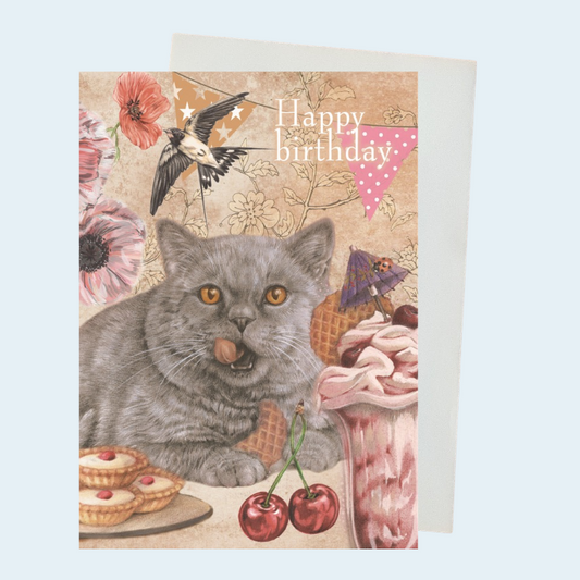 Klappkarte zum Thema „Alles Gute zum Geburtstag“ – Katze