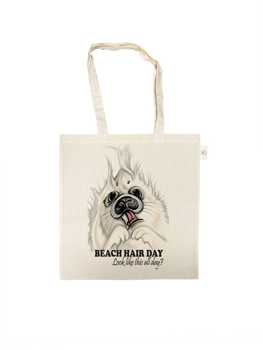 Katoenen tas - Bad Hair Day - Look like this all day! - prijs per 3 stuks