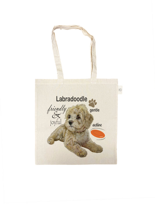 Katoenen tas - Labradoodle 2 -  per 3 stuks