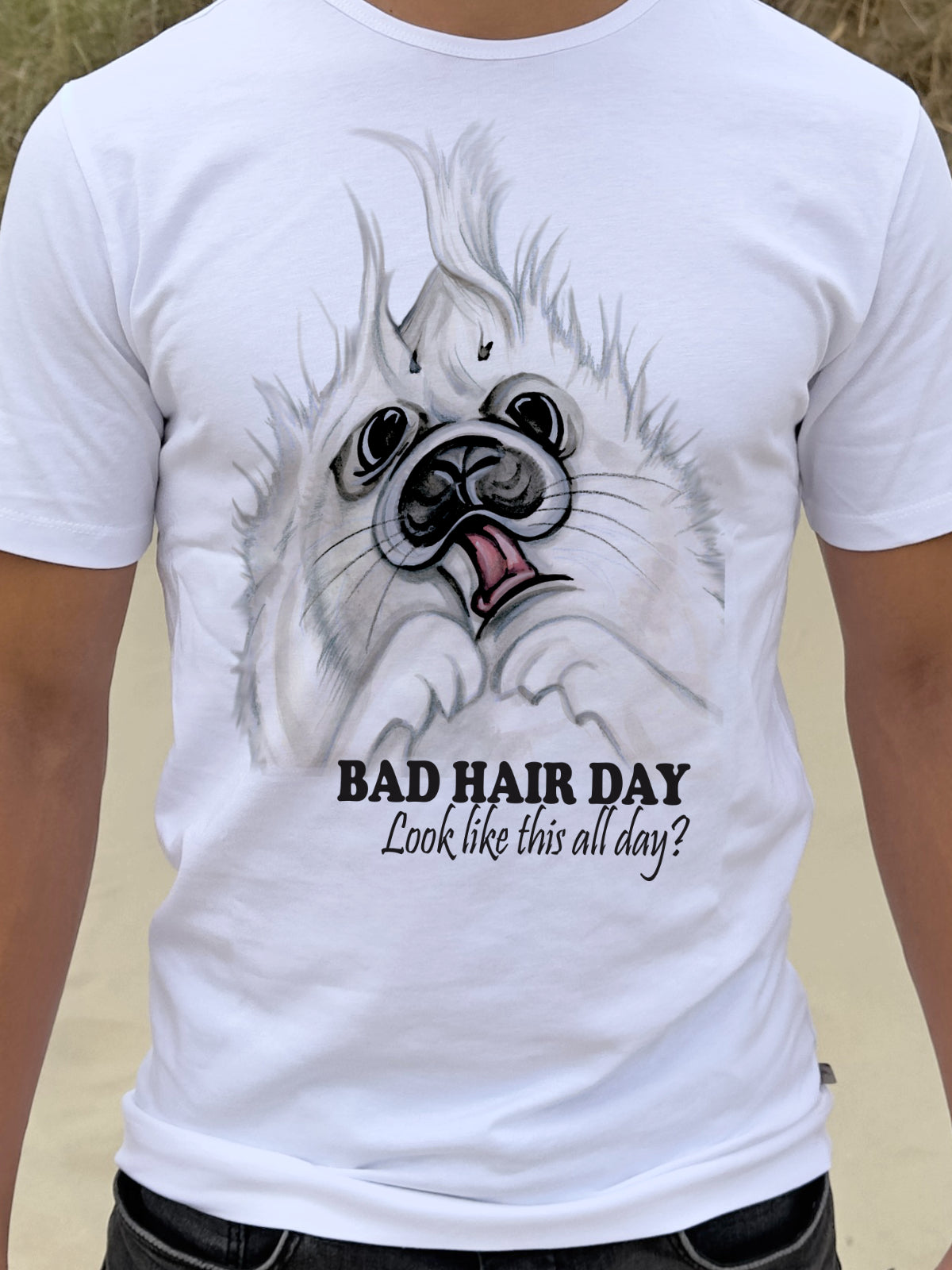 T-shirt Bad Hairday collectie: Look like this whole day  (01-315 ZW)