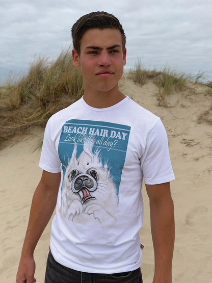 T-shirt Bad Hairday collectie: Look like this whole day  (01-315 KL) (Zeehond)