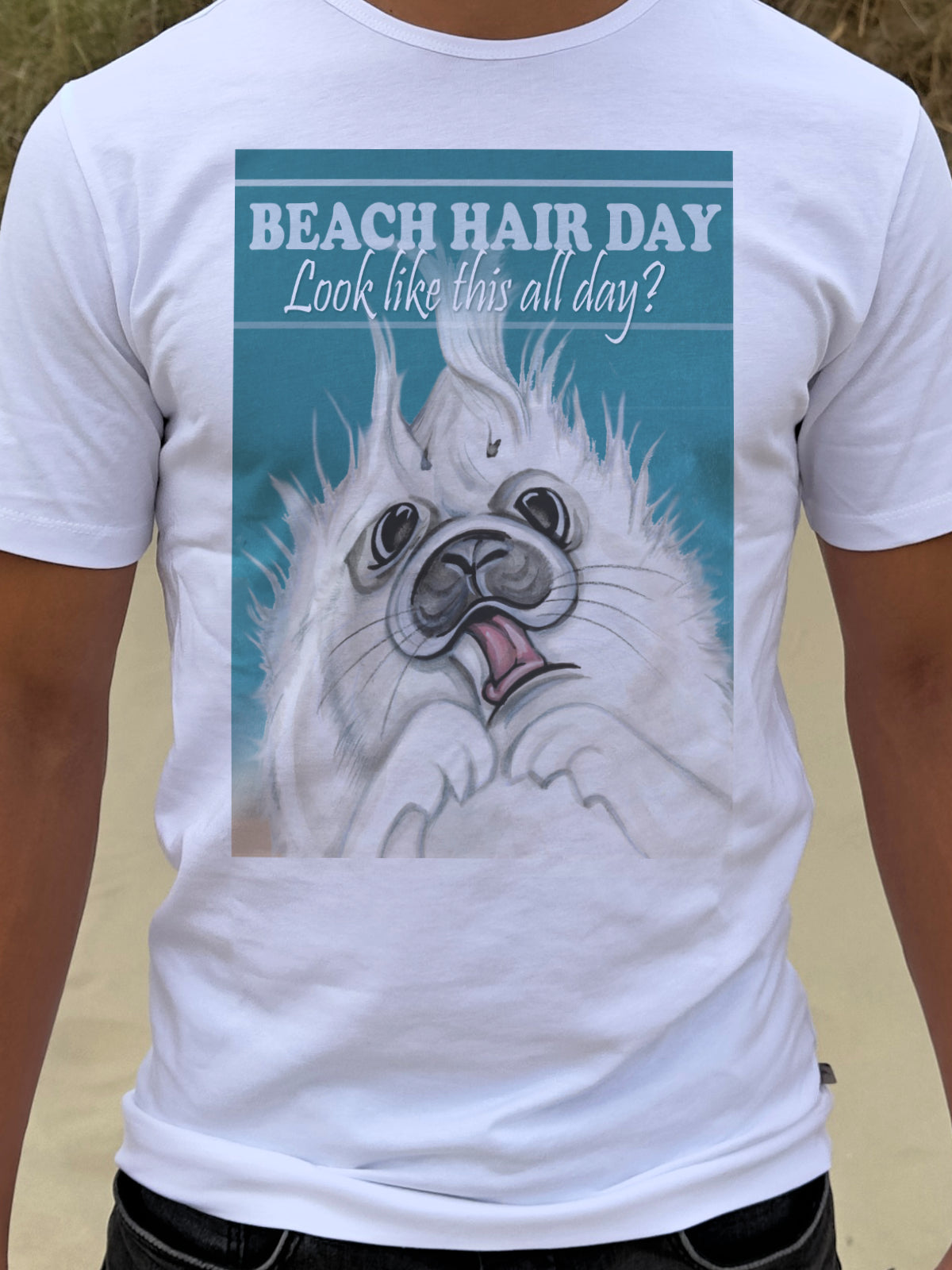 T-shirt Bad Hairday collectie: Look like this whole day  (01-315 KL) (Zeehond)