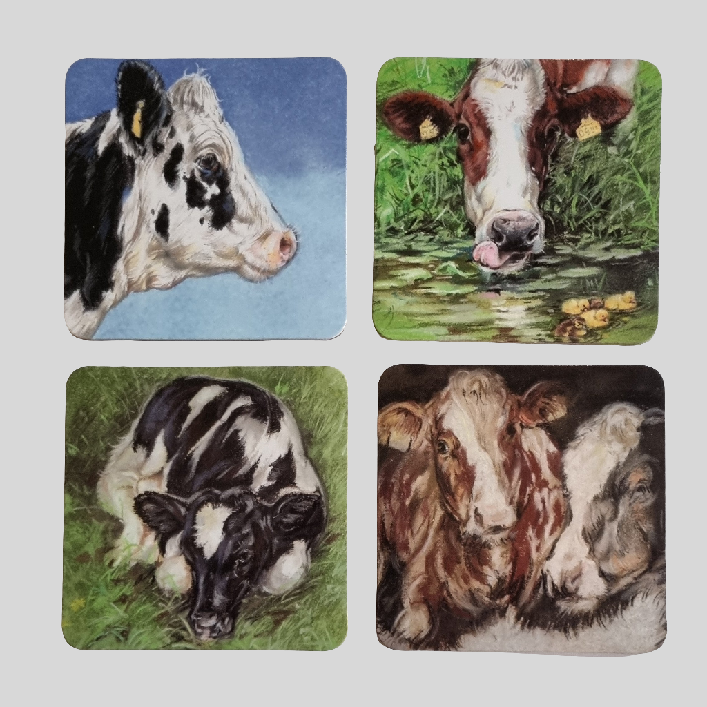 Set van 4 onderzetters - Koeienserie