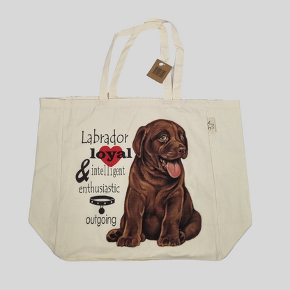 Katoenen winkelshopper met bedrukking - Labrador bruin