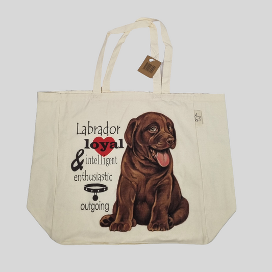 Katoenen winkelshopper met bedrukking - Labrador bruin