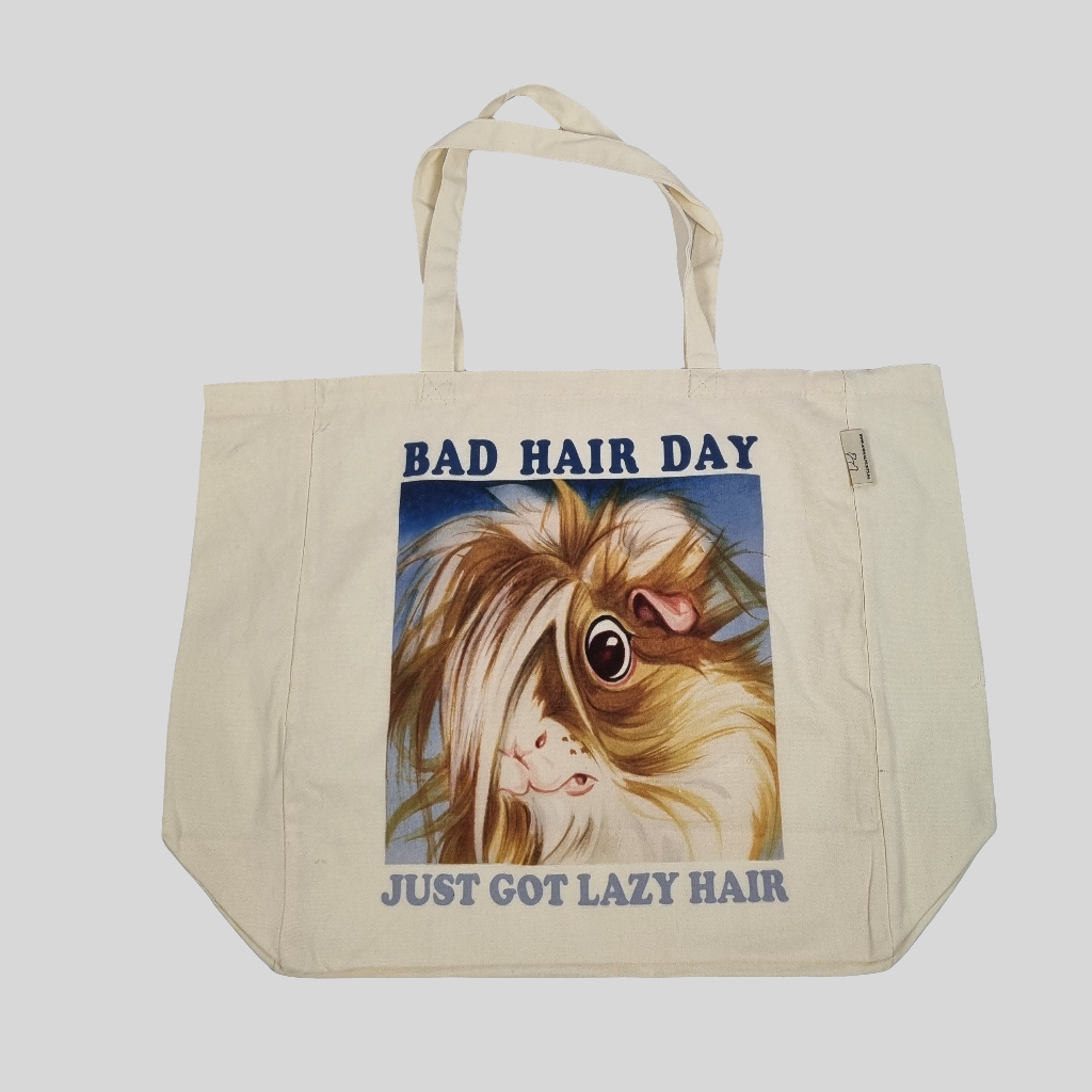 Katoenen winkelshopper met bedrukking - Bad Hair Day - Cavey