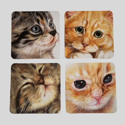 Set van 4 onderzetters - Kattenserie 2