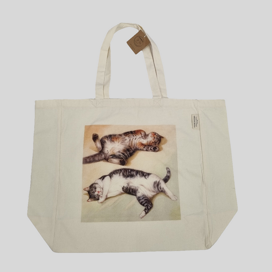 Katoenen winkelshopper met bedrukking - Liggende katten