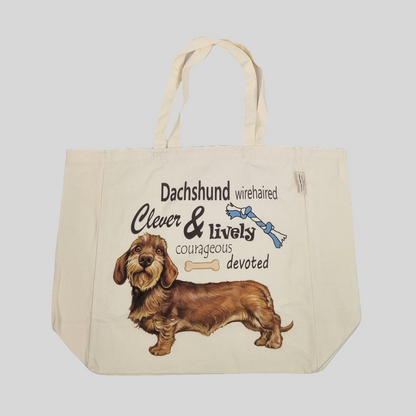 Katoenen winkelshopper met bedrukking - Teckel / Dachshund met tekst