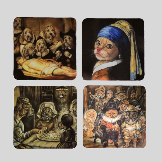 Set of 4 coasters - Famous Masters