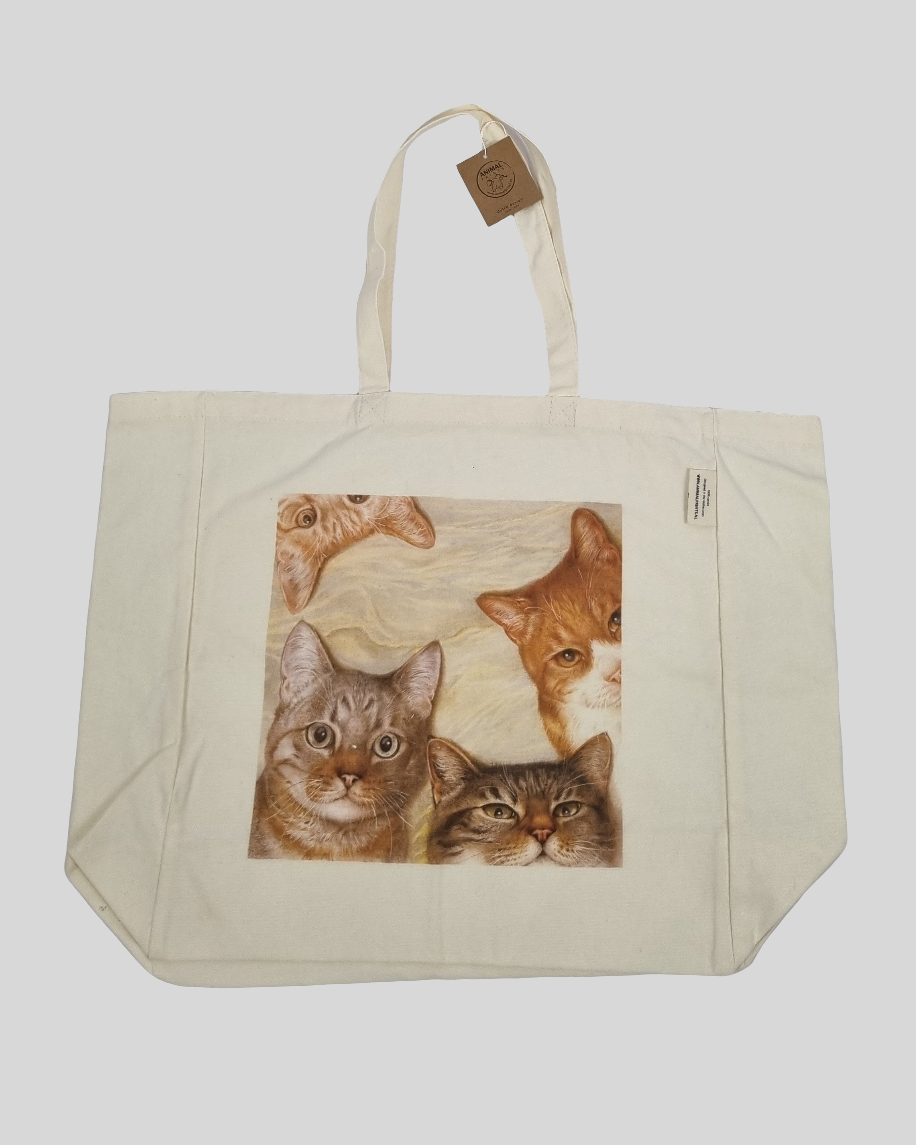 Katoenen winkelshopper met bedrukking - Kattencollage