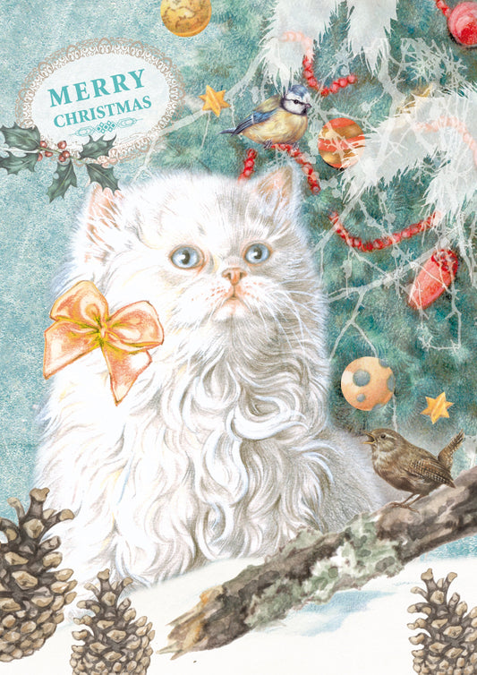 Klapkaart A4 formaat - Merry Christmas - Cat