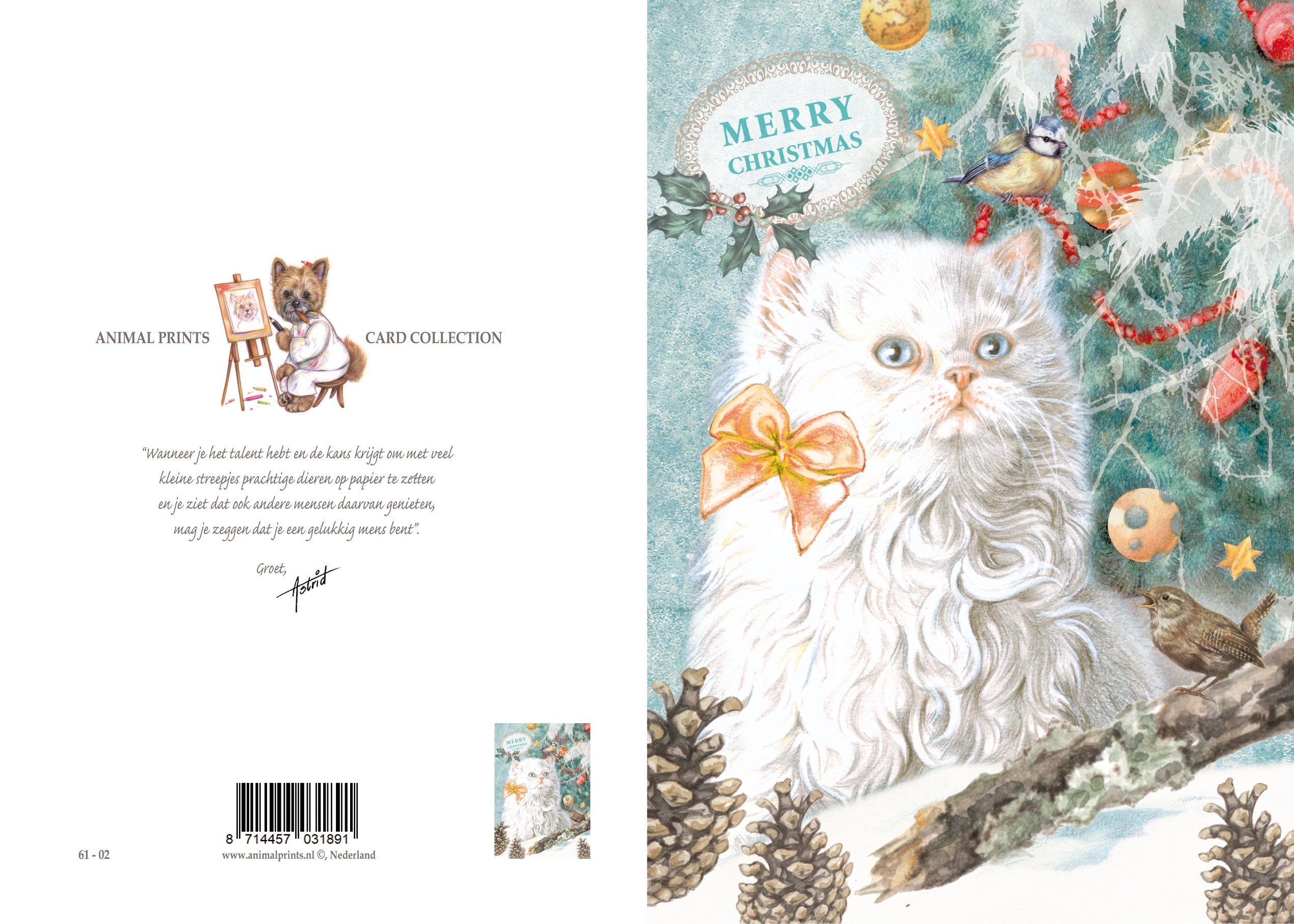 Klapkaart A4 formaat - Merry Christmas - Cat