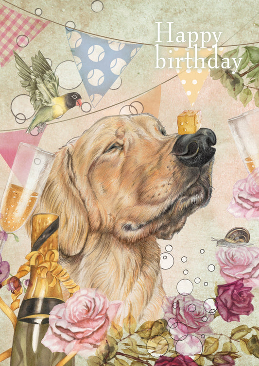 Klapkaart A4 formaat - Happy Birthday - Dog