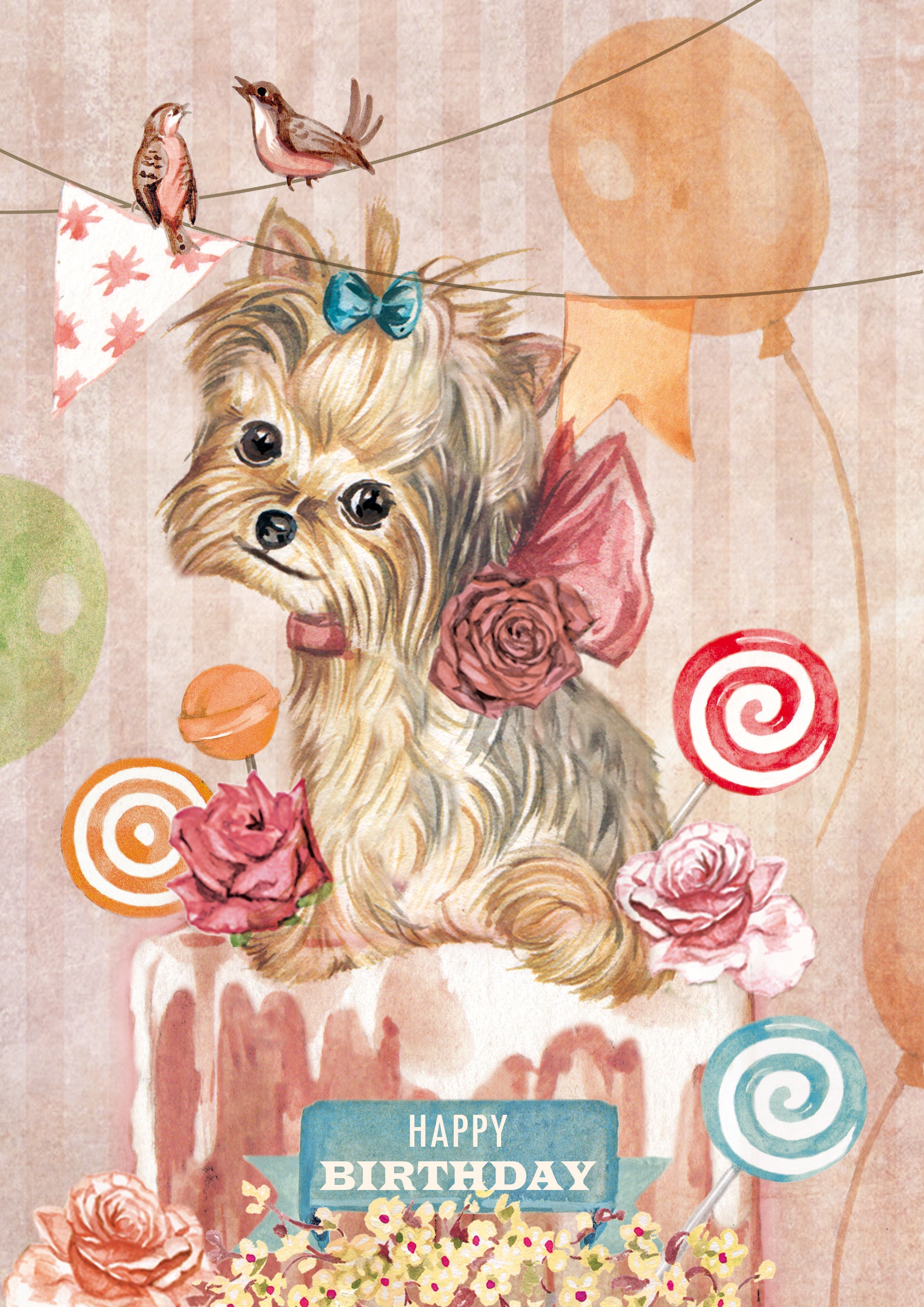 Klapkaart A4 formaat - Happy Birthday - Hond