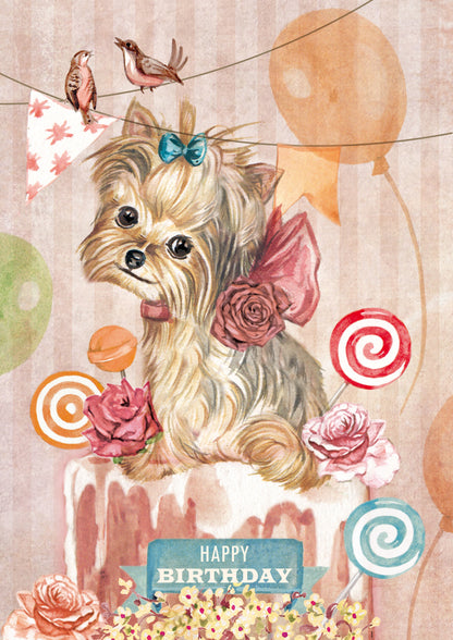 Klapkaart A4 formaat - Happy Birthday - Hond