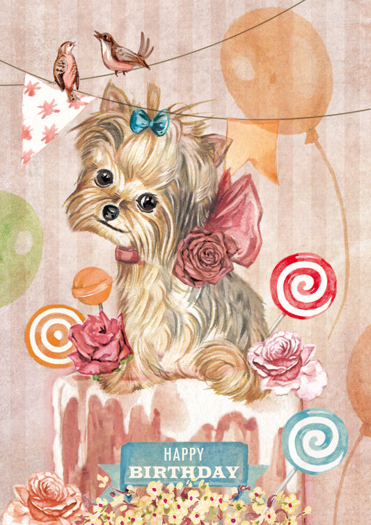 Klapkaart A4 formaat - Happy Birthday - Hond