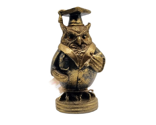 Eulenstatue (mit Hut) – goldfarbene Ausführung