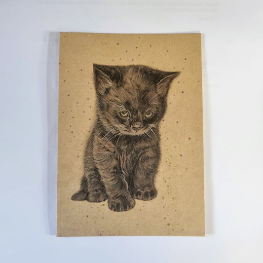 Kraftkaart A6 formaat (ansichtkaart) - kaart nummer 9 - Zwarte Kitten (per 5 stuks)