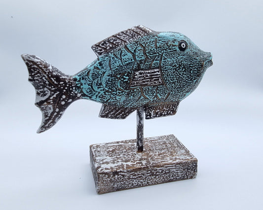 Holzfisch auf Ständer - Größe S (Koi-Karpfen)