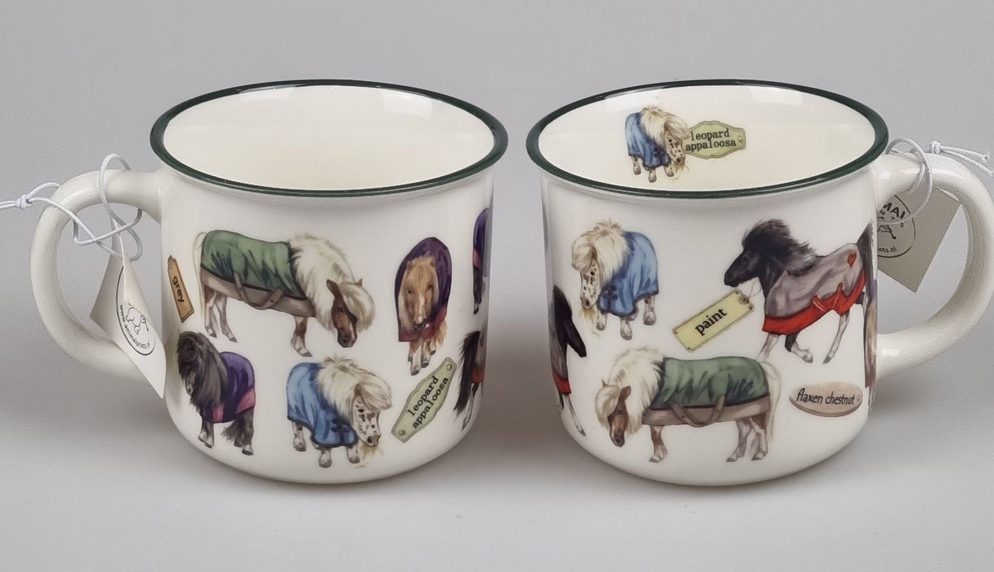 Mugs with collage - Shetland ponies - design 2