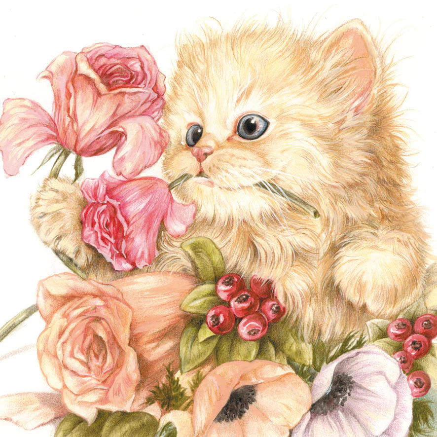 Vierkante kaart - Bedankt. Bos bloemen voor Pers