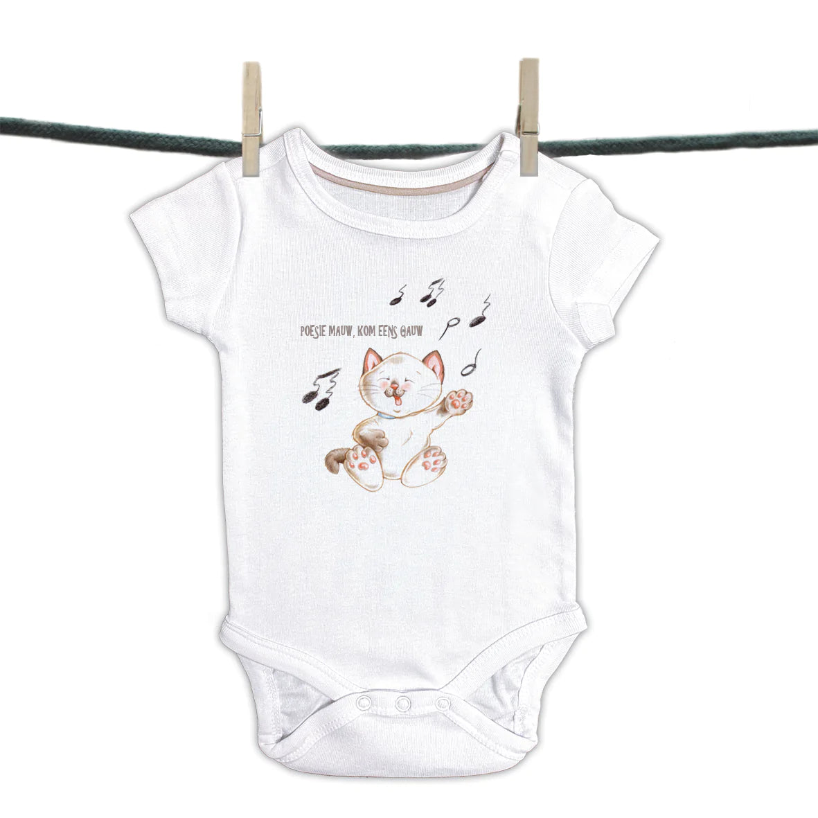 Babyromper  Kinderliedjes - "Poesie Mauw,....."