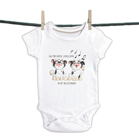 Babyromper  Kinderliedjes - "Zag 2 koeien,....."